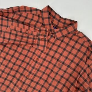 Patagonia Mens Organic Cotton Plaid Button Down Shirt Orange Black Large L